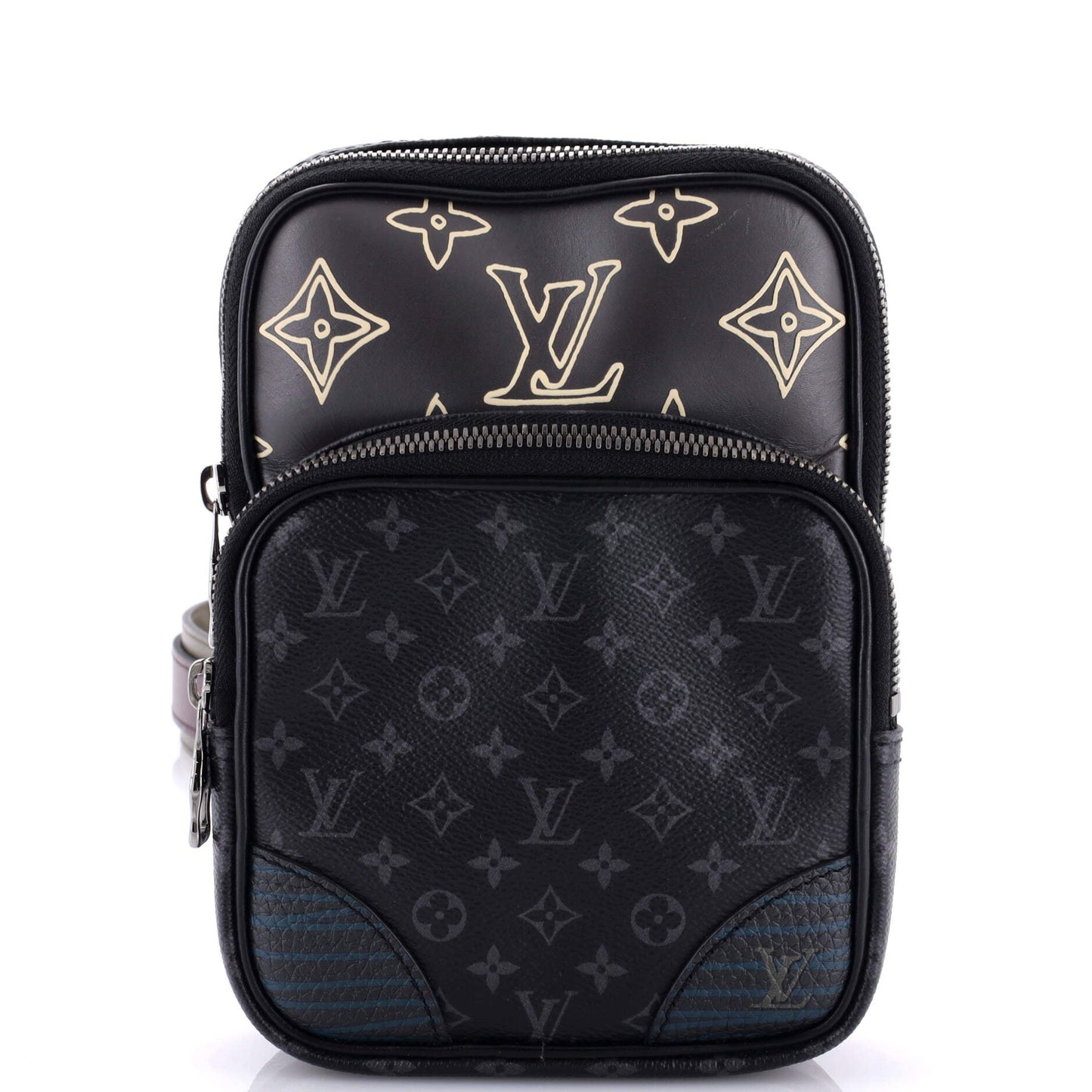 Louis Vuitton Amazone Sling Bag Patchwork Monogram Eclipse Canvas and Printed Leather