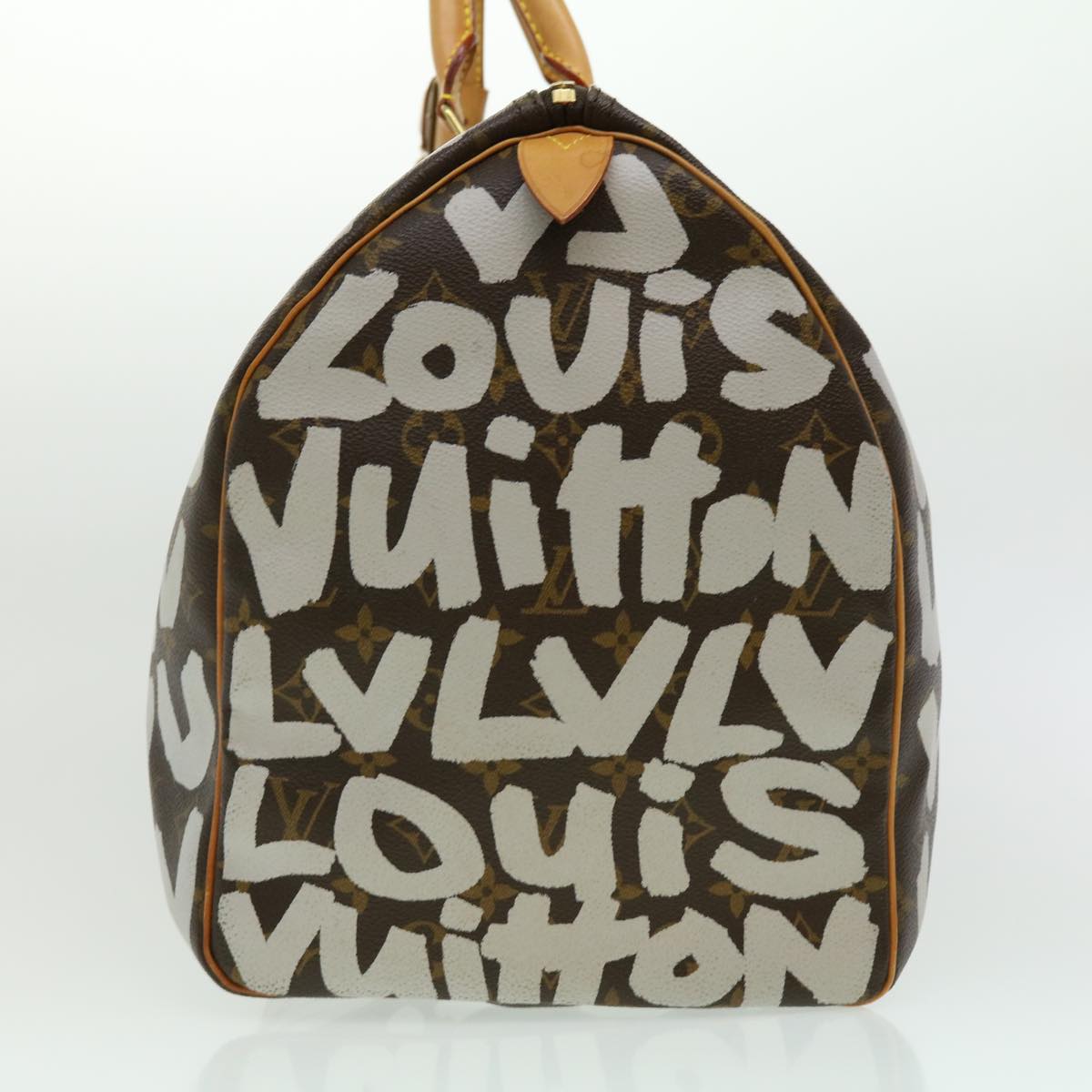 LOUIS VUITTON Monogram Graffiti Keepall 50 Boston Bag White M92197 Auth 30516A