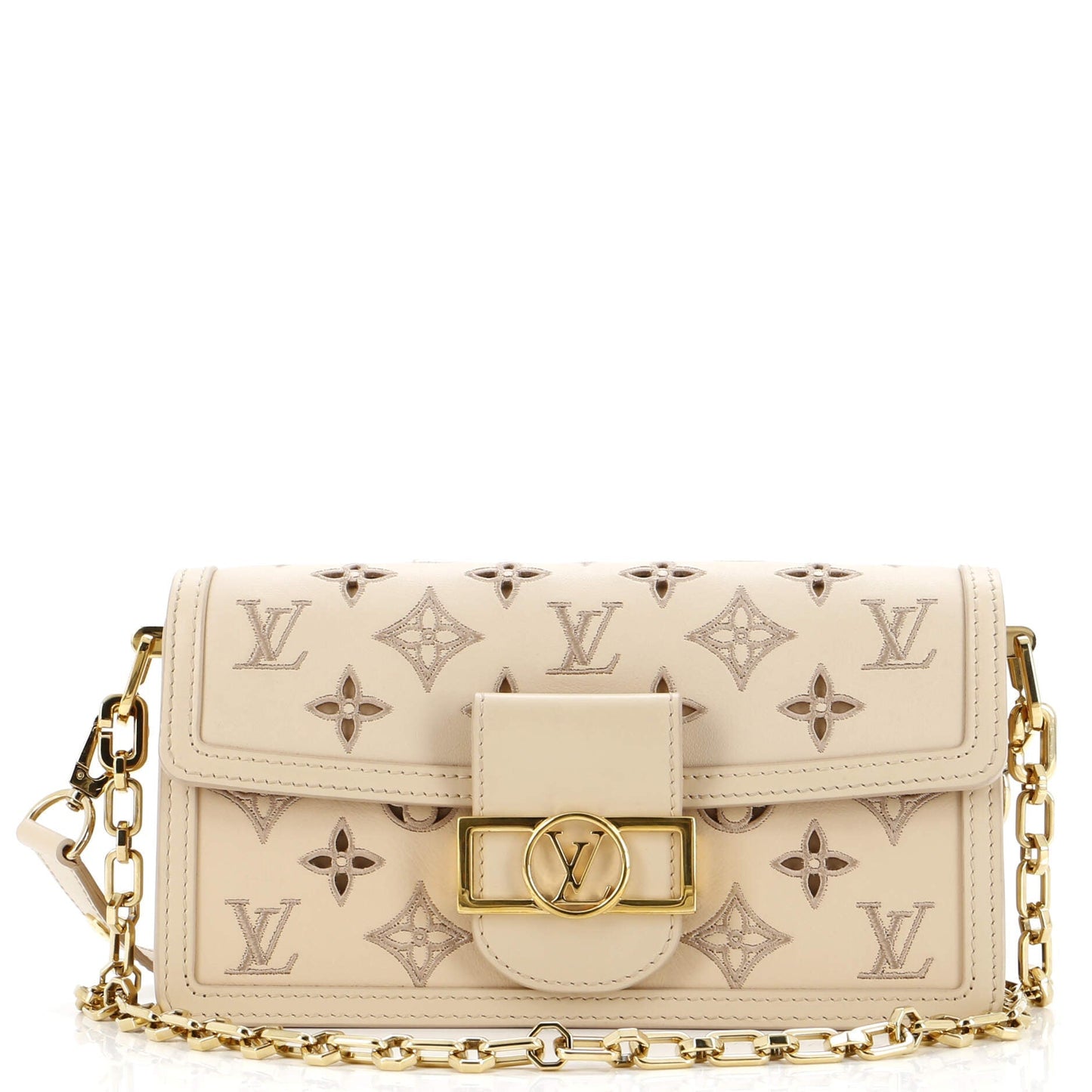 Louis Vuitton Dauphine Shoulder Bag Monogram Cutout Broderie Leather East West