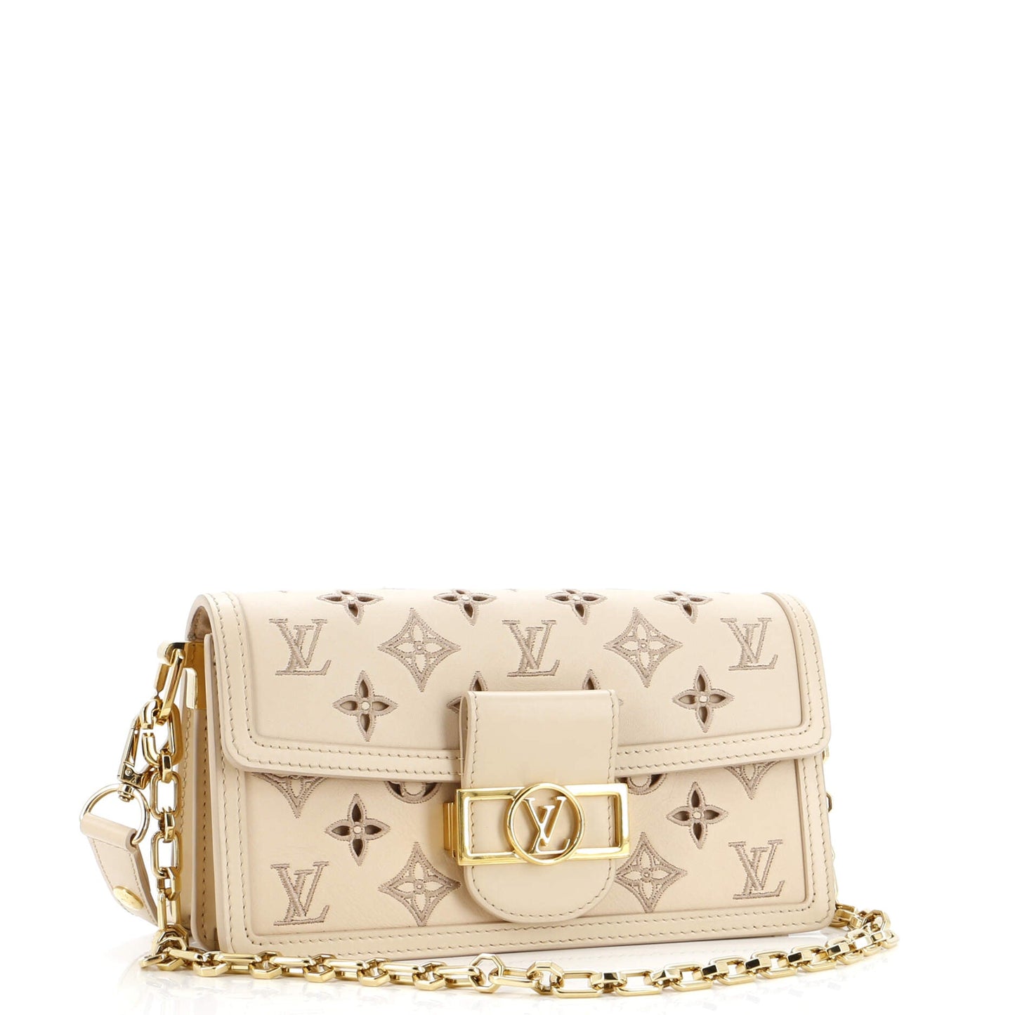 Louis Vuitton Dauphine Shoulder Bag Monogram Cutout Broderie Leather East West