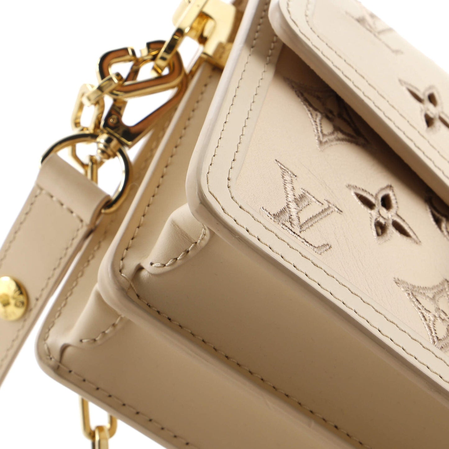 Louis Vuitton Dauphine Shoulder Bag Monogram Cutout Broderie Leather East West