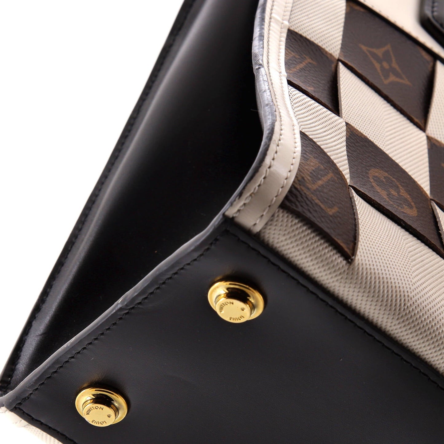Louis Vuitton City Steamer Handbag Damier Tressage Monogram Canvas and Leather MM