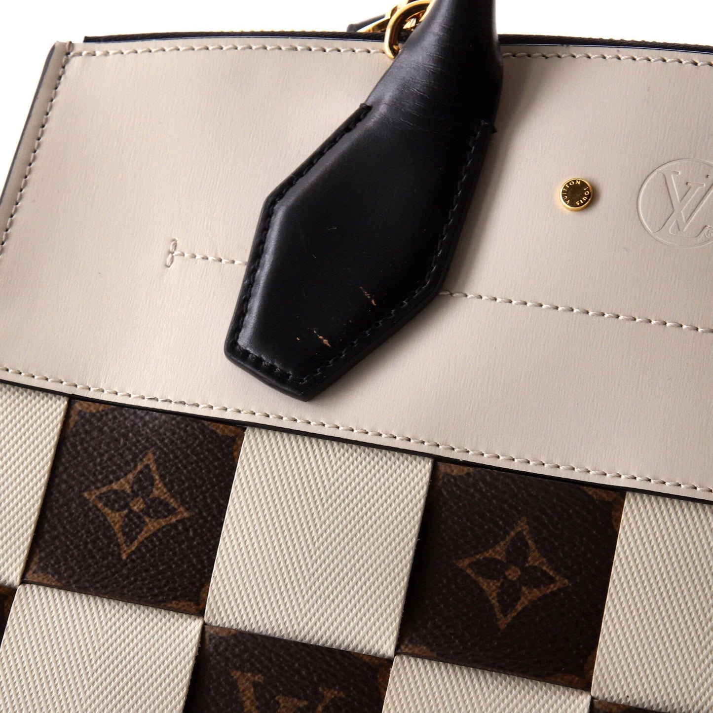 Louis Vuitton City Steamer Handbag Damier Tressage Monogram Canvas and Leather MM