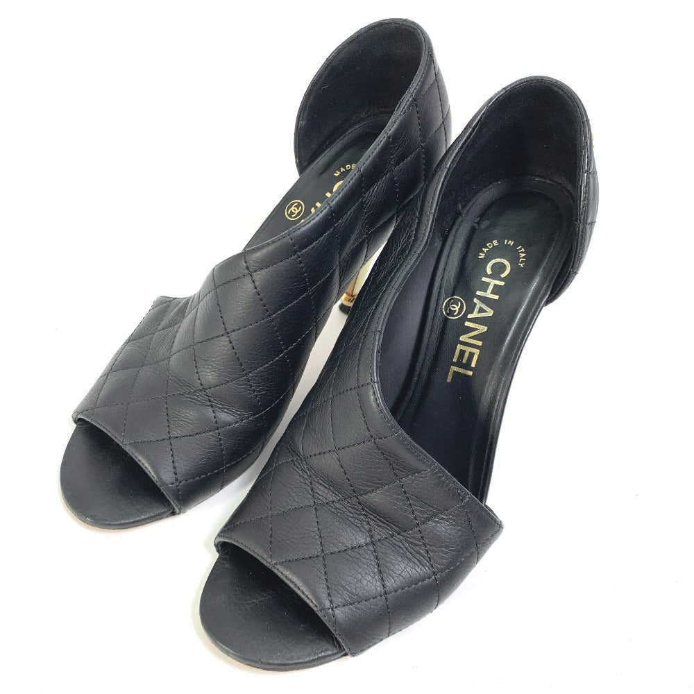 CHANEL pumps G30050 leather black shoes Matrasse quilting Women 37