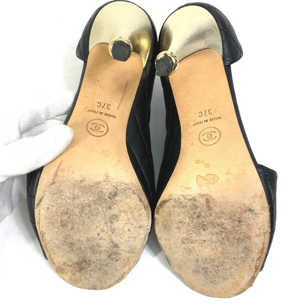 CHANEL pumps G30050 leather black shoes Matrasse quilting Women 37