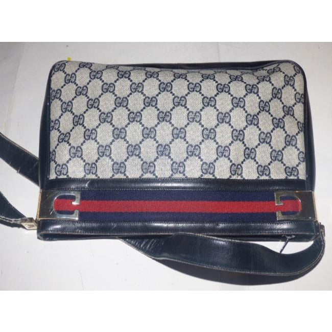 Gucci Vintage Pursesdesigner Purses Shades Of Blue With Large G Logo Coated Canvas And Leather Shoul