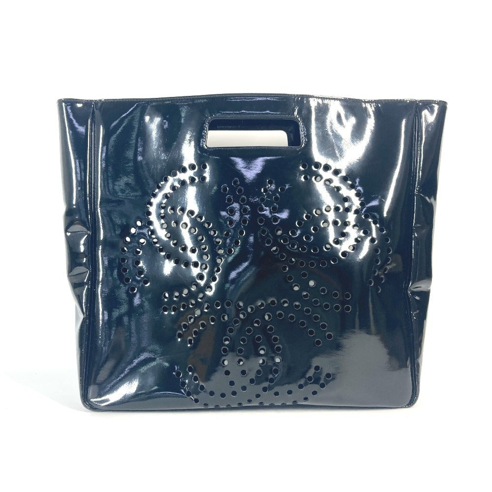 CHANEL Handbag enamel black Punching logo Triple Coco CC COCO Mark Women