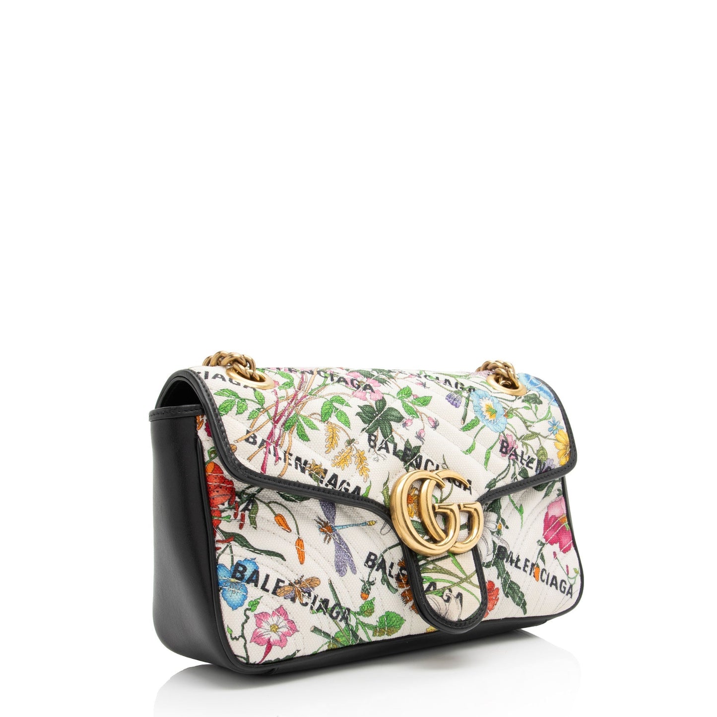 Gucci x Luxury Balenciaga Trending 2026 Canvas Flora GG Marmont The Hacker Project Small Flap Shoulder Bag