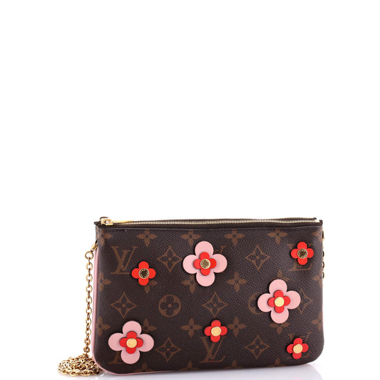 Louis Vuitton Double Zip Pochette Limited Edition Blooming Flowers Monogram Canvas