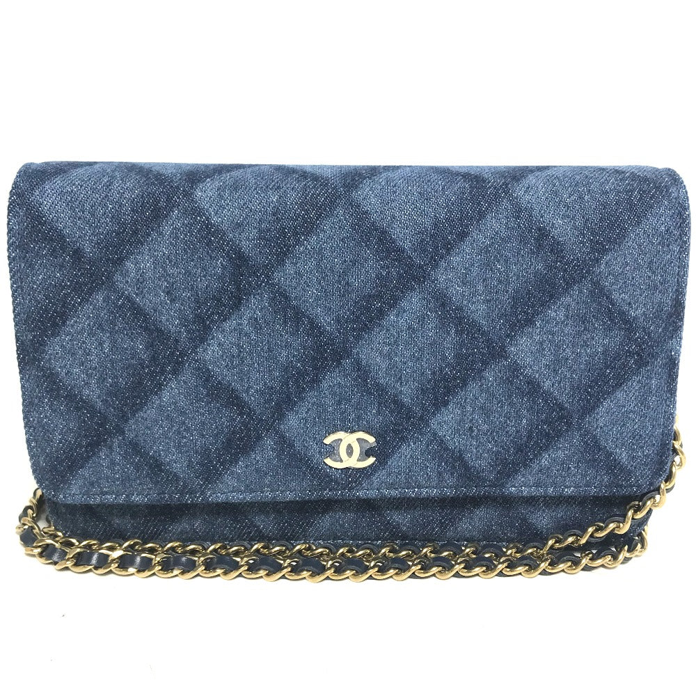 CHANEL Shoulder Bag AP0250 denim blue Long Wallet Purse Chain Bag Matrasse Women