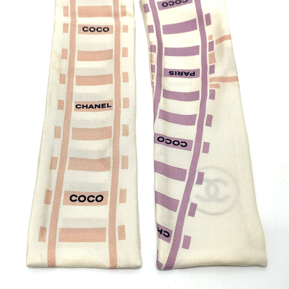 CHANEL scarf silk white CCCOCO Mark Track motif Women