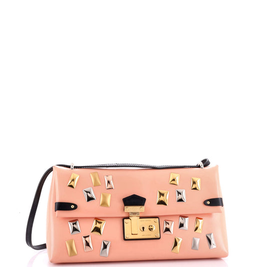 Louis Vuitton Sac Triangle Handbag Embellished Glazed Calfskin PM