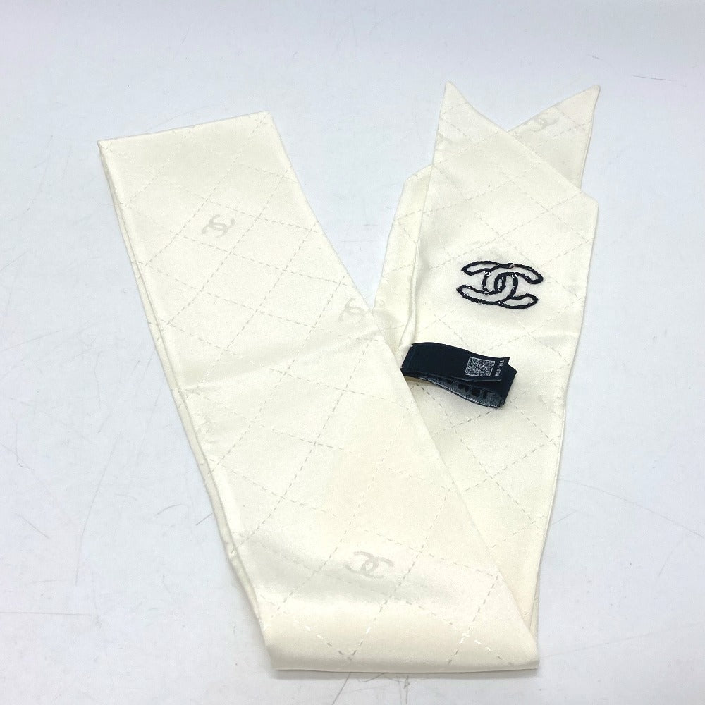 CHANEL scarf silk white COCO Mark Matrasse Women