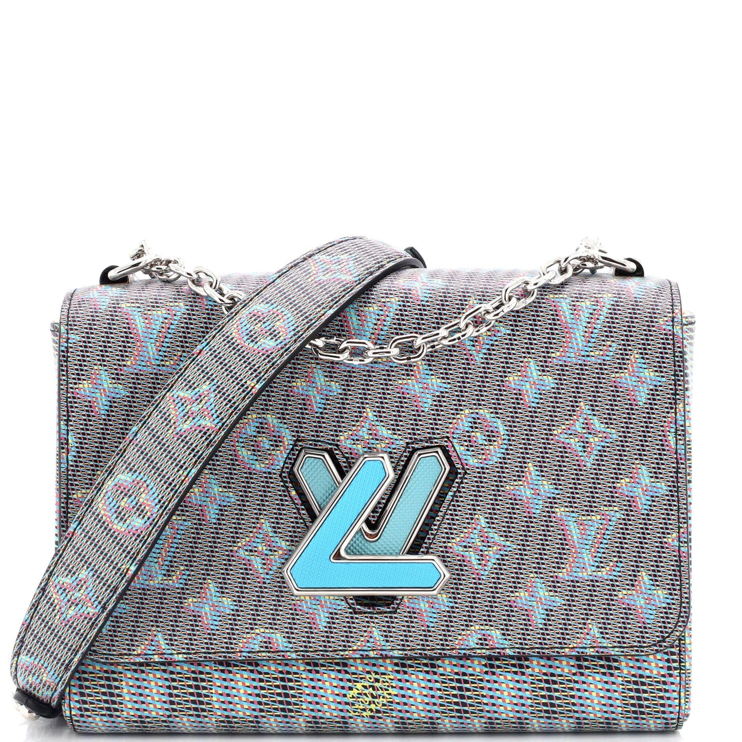 Louis Vuitton Twist Handbag Damier Monogram LV Pop Leather MM