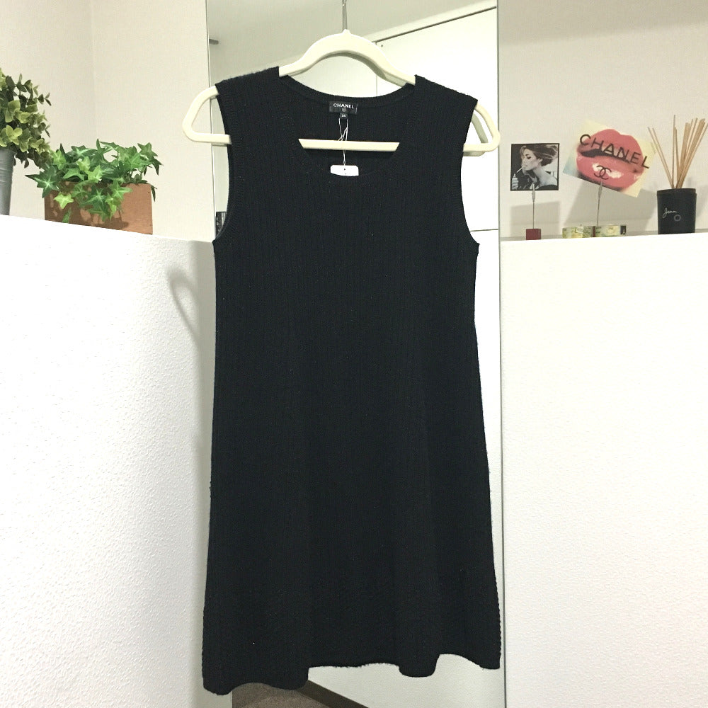 CHANEL one piece cashmere black knit 18S Women 34