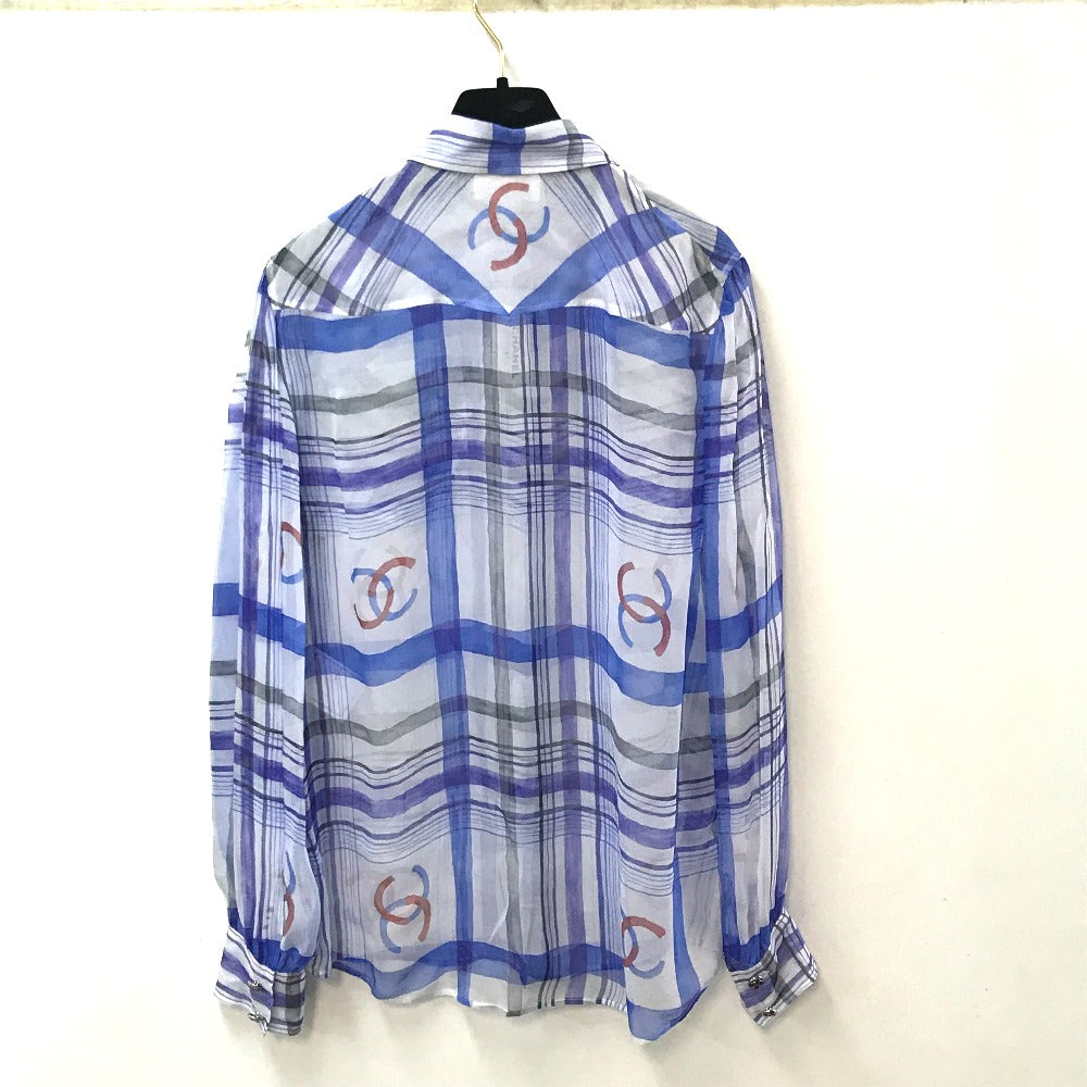 CHANEL blo  P74508 silk white CC COCO Mark printed muslin 34