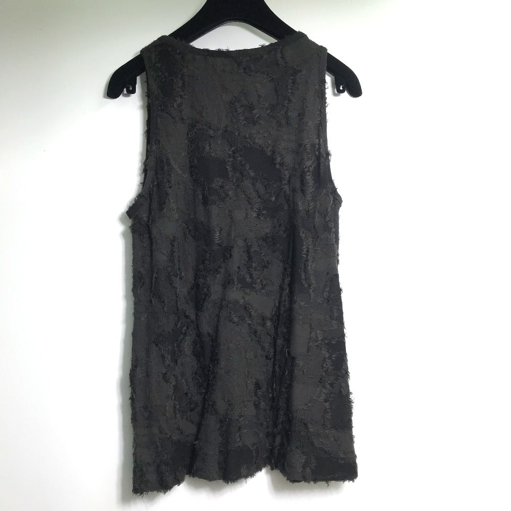 CHANEL camisole cotton black Apparel Sleeveless Camellia motif Women 34