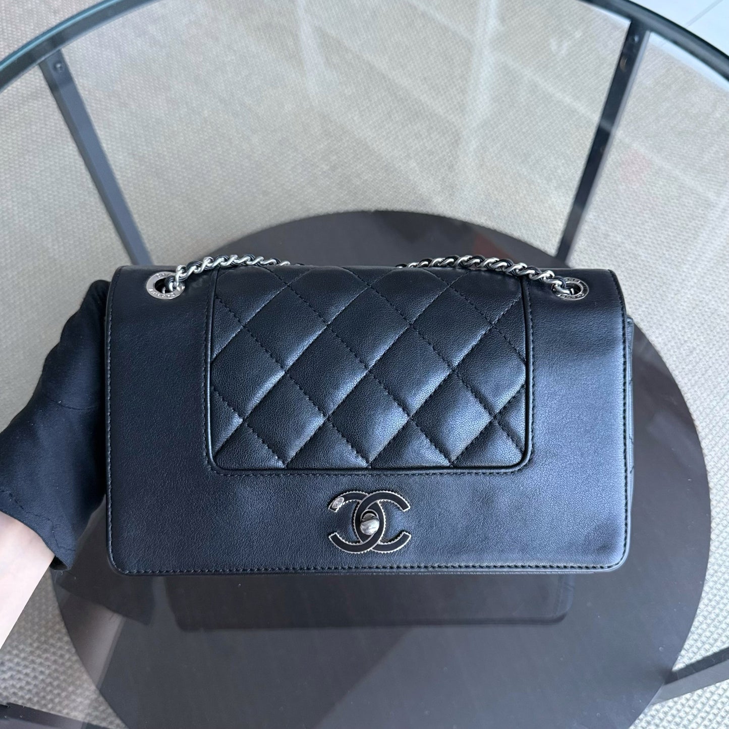 Chanel Mademoiselle Seasonal Flap CC Lock - Quilted Calfskin Black Silver Hardware Series 23