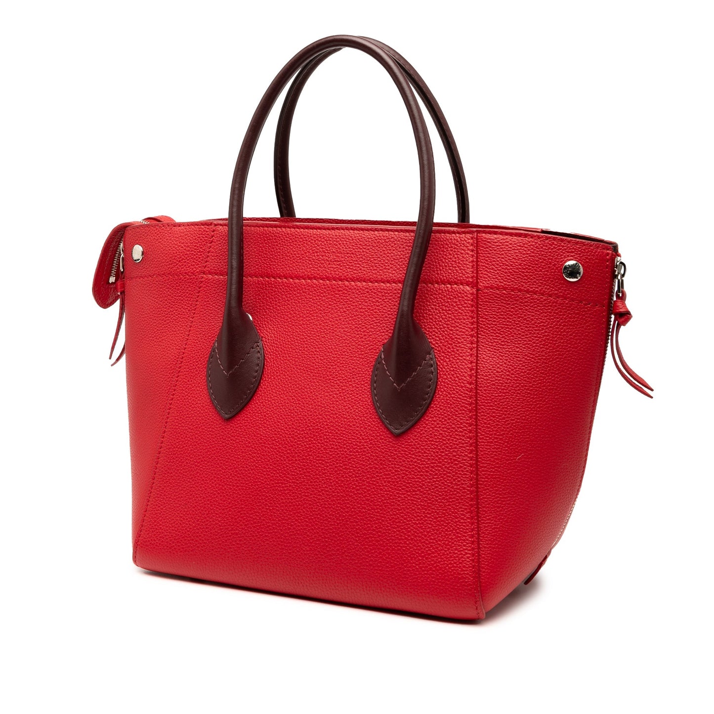 Red Louis Vuitton Calfskin Freedom Tote Satchel