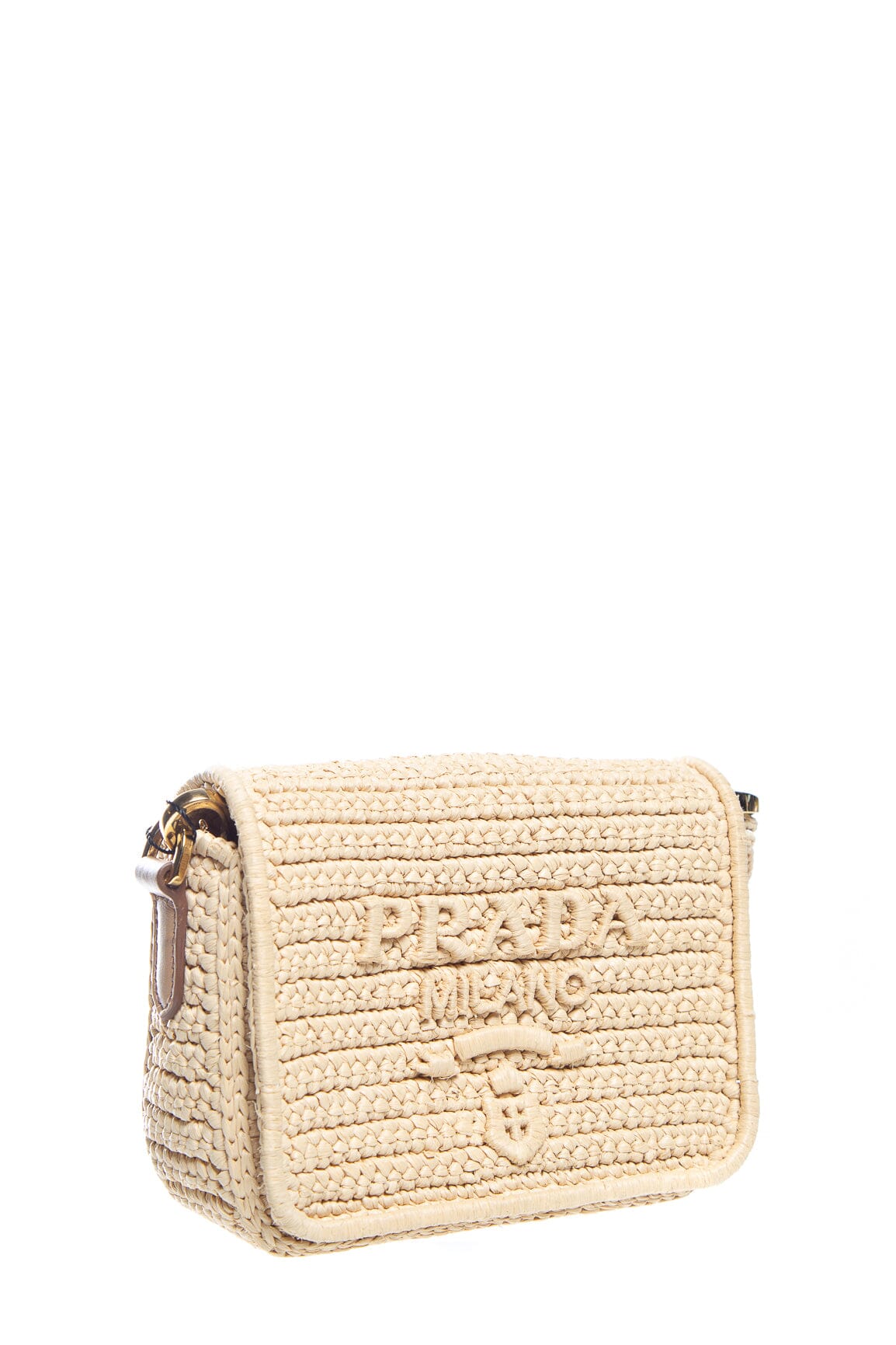 Prada Natural Raffia Re-edition Logo Cross-Body