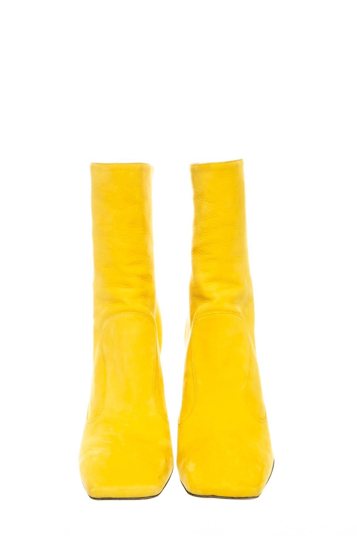 Fendi Yellow Leather Square Toe Boots SZ 36