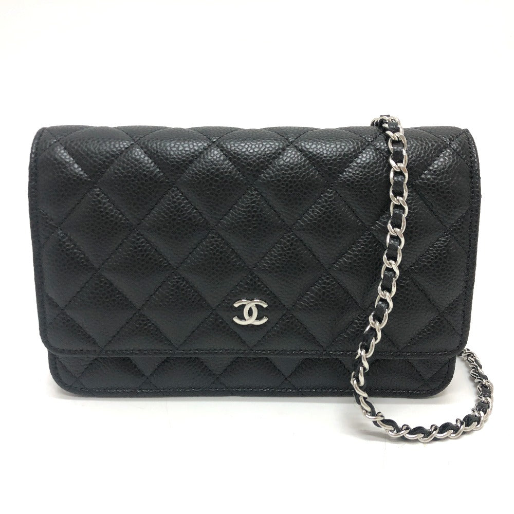 CHANEL Shoulder Bag AP0250 Caviar skin black Long Wallet Purse COCO Mark