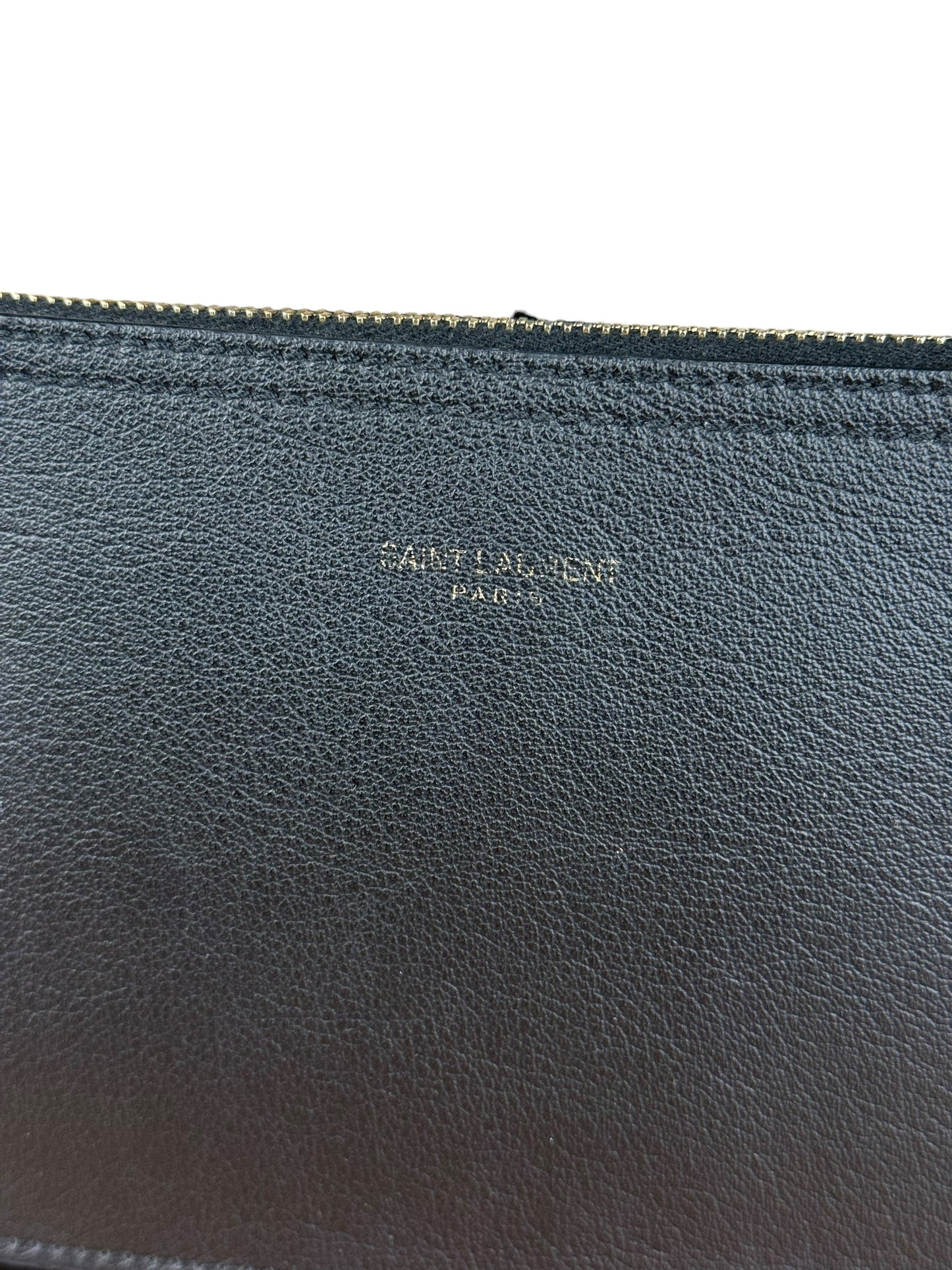 Saint Laurent Black Leather Zip Pouch
