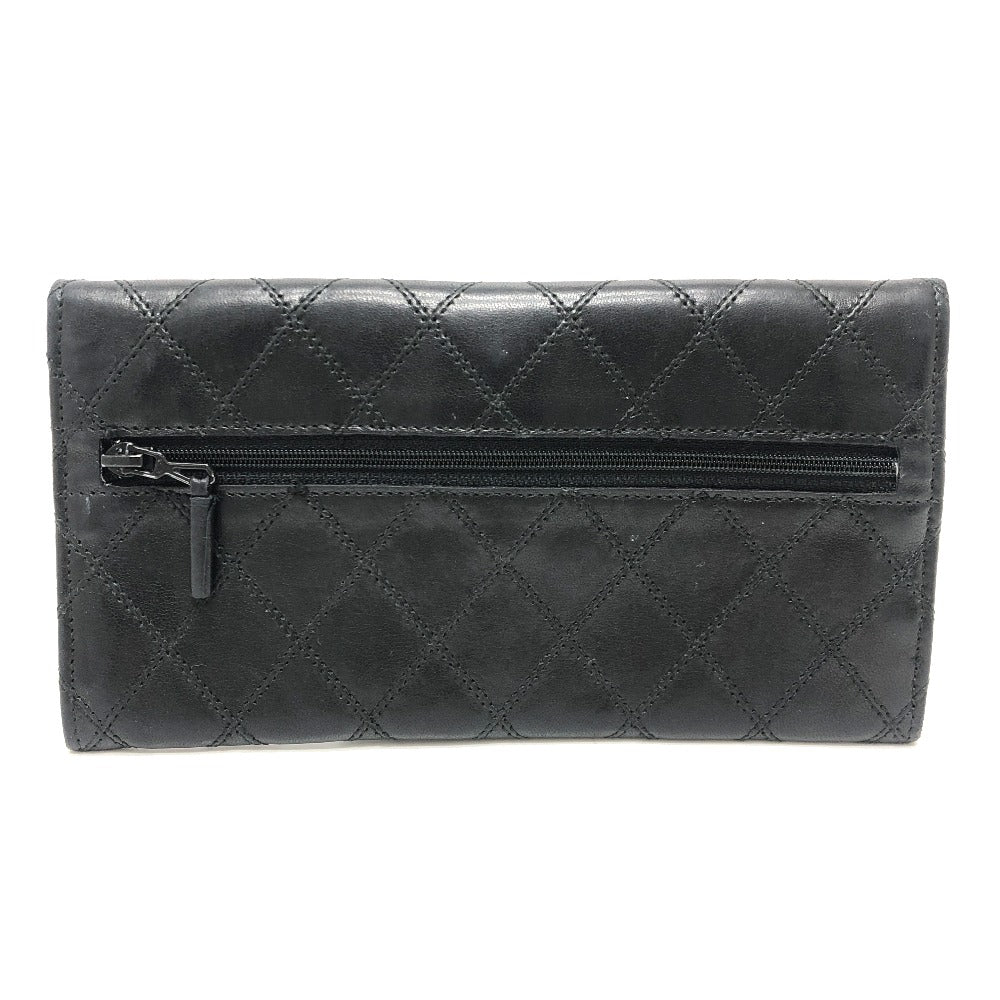 CHANEL Long Wallet Purse lambskin black Matrasse Women