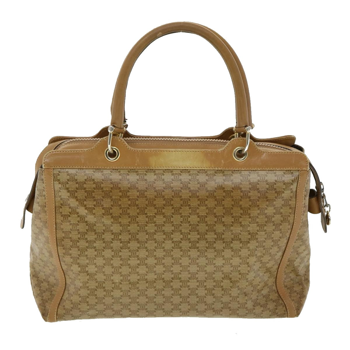 Luxury CELINE Macadam Canvas Hand Bag PVC Leather Beige  31582