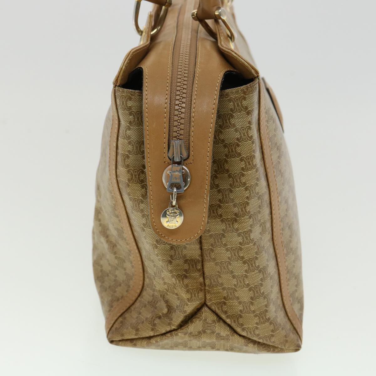 Luxury CELINE Macadam Canvas Hand Bag PVC Leather Beige  31582