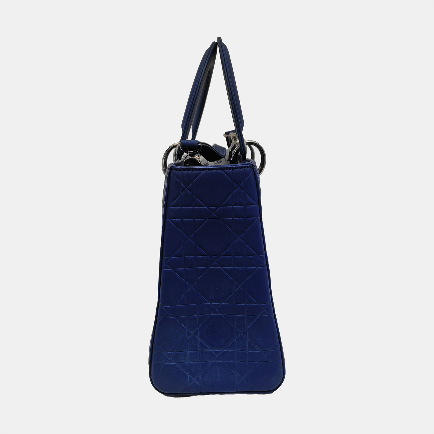 Lady Dior Medium Royal Blue Engraved Cannage Pattern Silver Hardware 2013