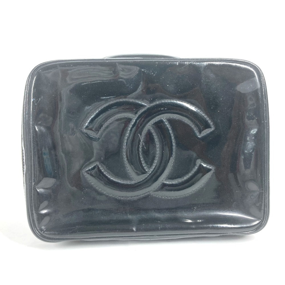 CHANEL Vanity bag enamel black vintage CC COCO Mark Women
