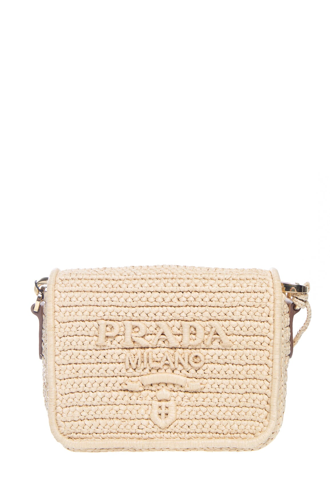 Prada Natural Raffia Re-edition Logo Cross-Body