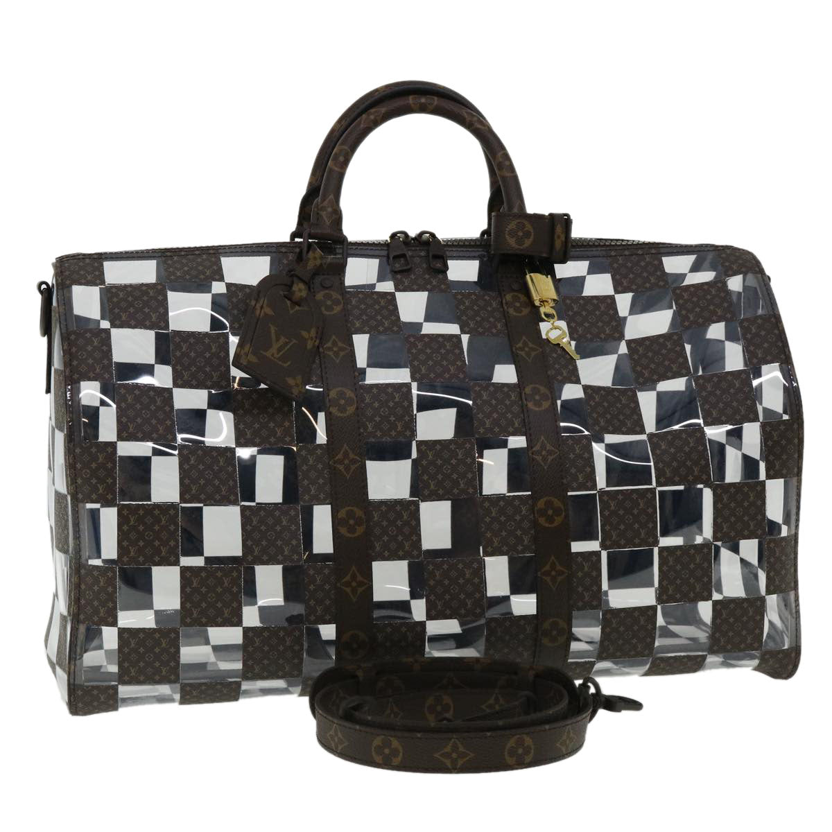 LOUIS VUITTON Monogram chess Keepall Bandouliere 50 Boston M20864 LV  31818A