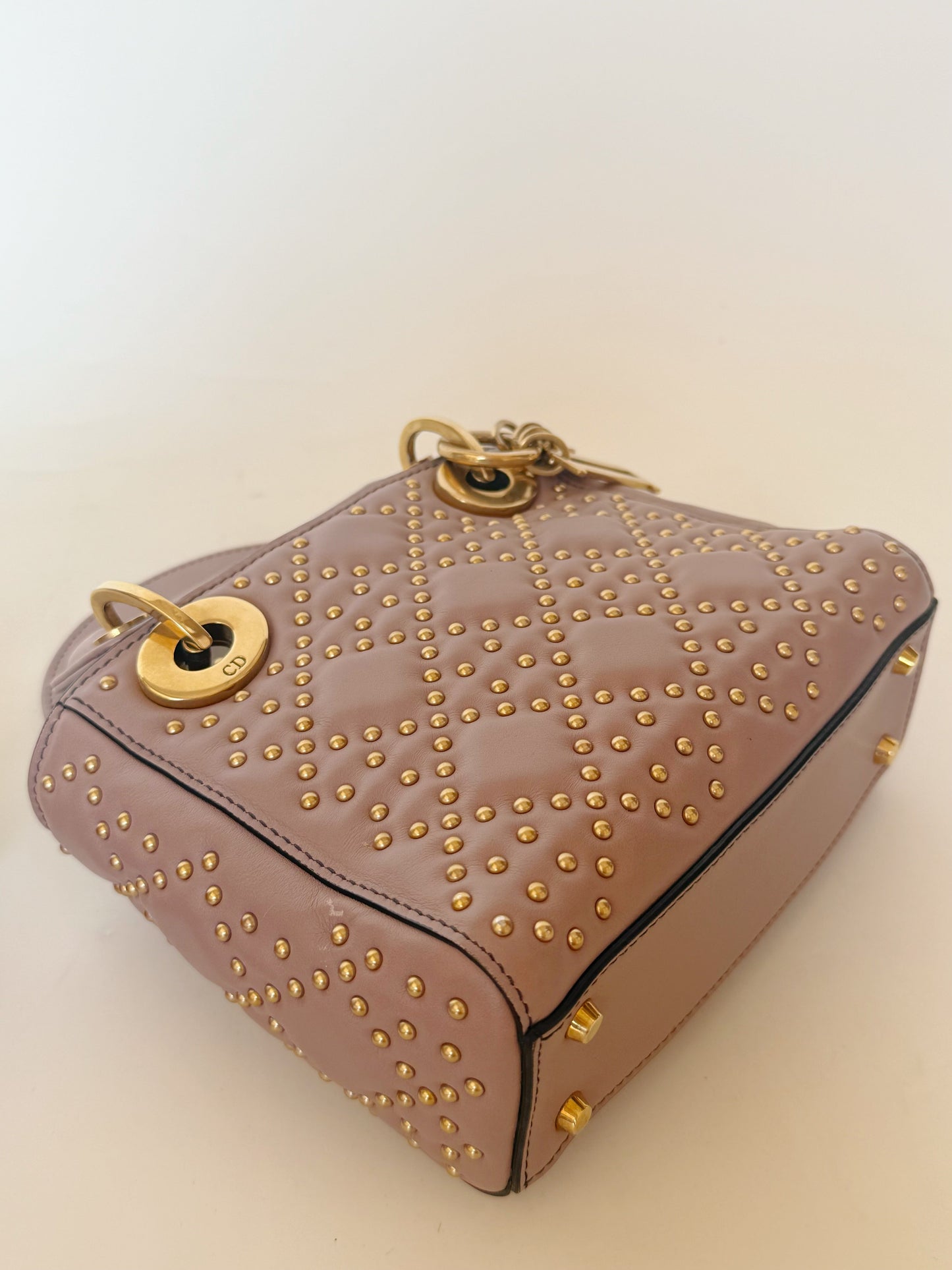 Christian Dior Calfskin Cannage Studded Supple Lady Dior
