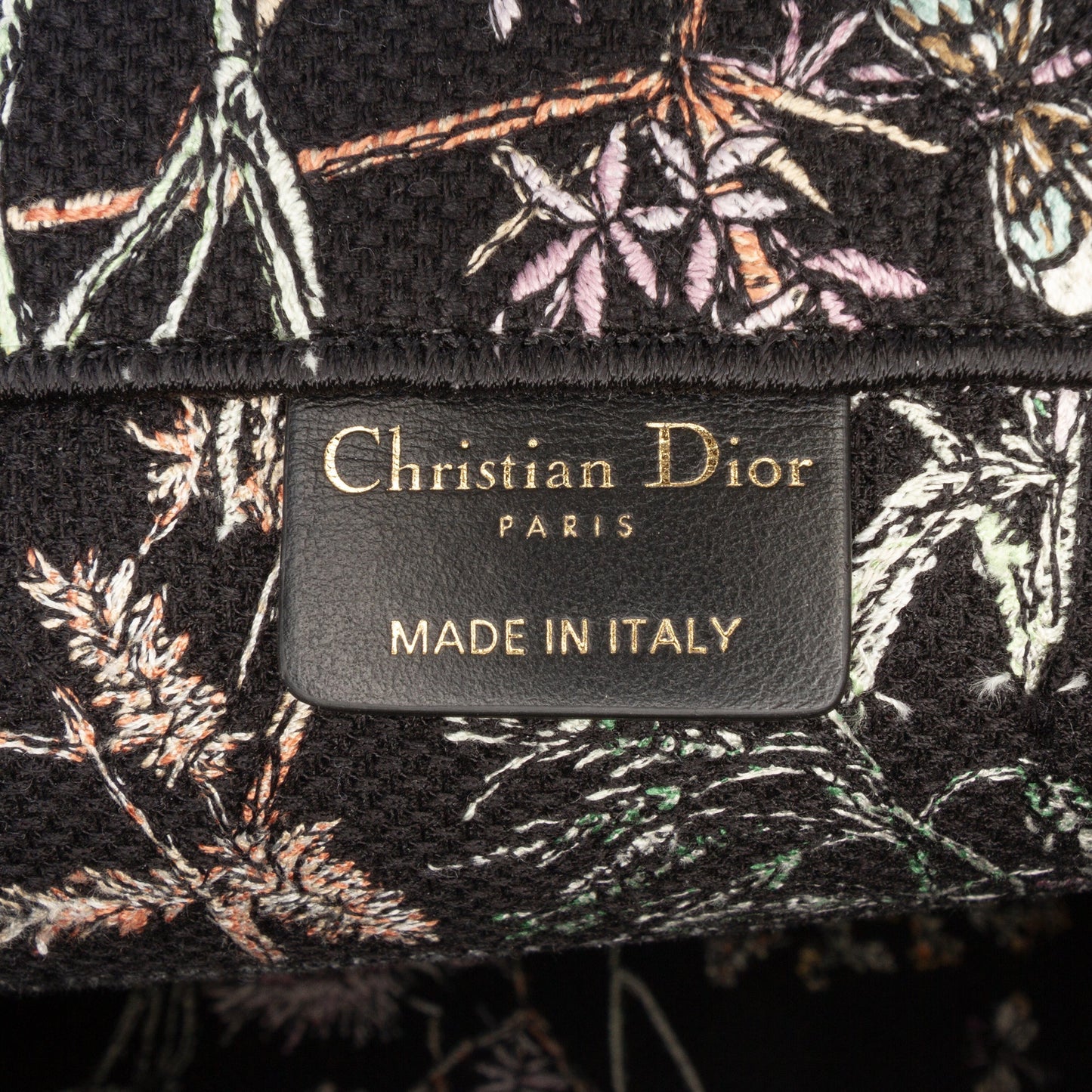 Black Dior Medium Embroidered Canvas Herbarium Book Tote