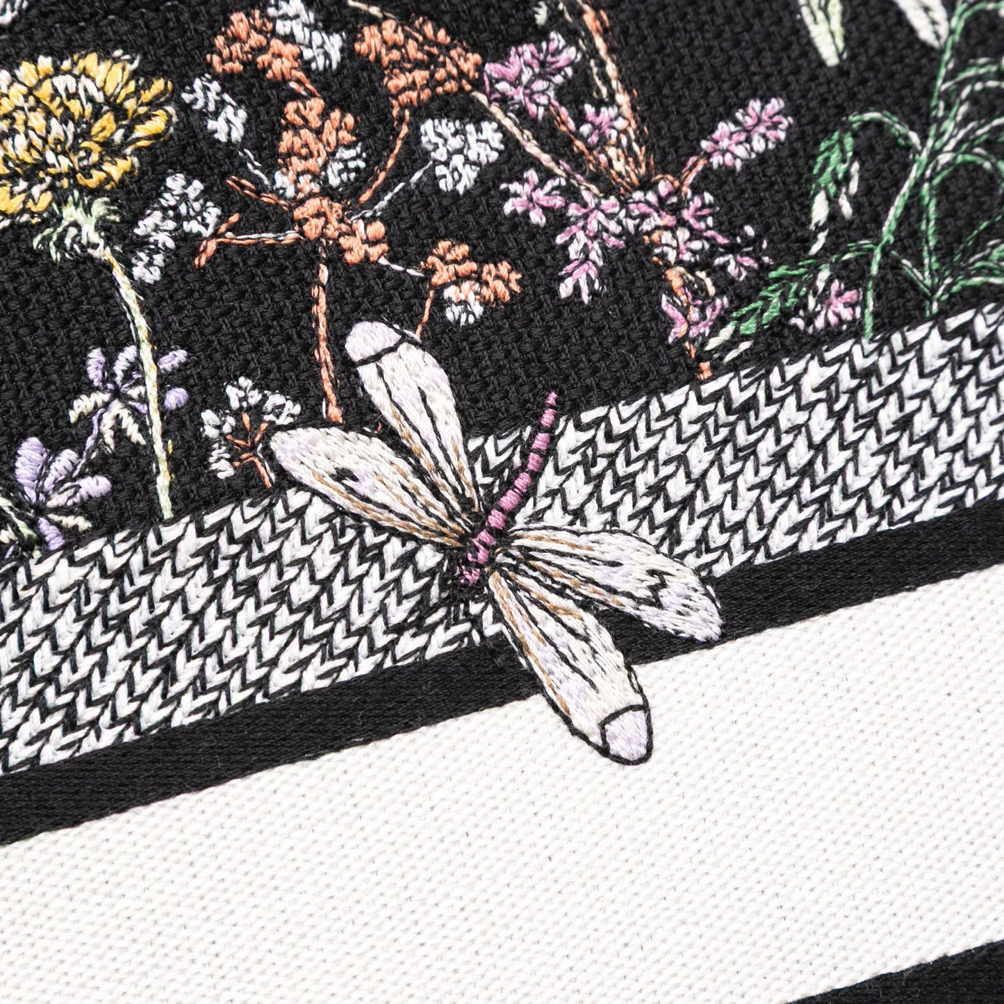 Black Dior Medium Embroidered Canvas Herbarium Book Tote