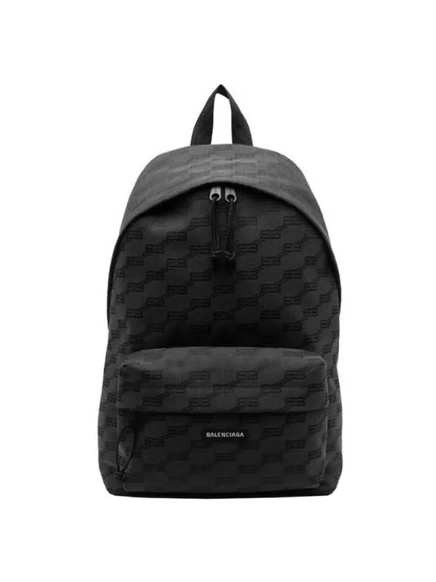 Luxury Balenciaga Trending 2026 BB Monogram Jacquard Canvas Medium Backpack Black
