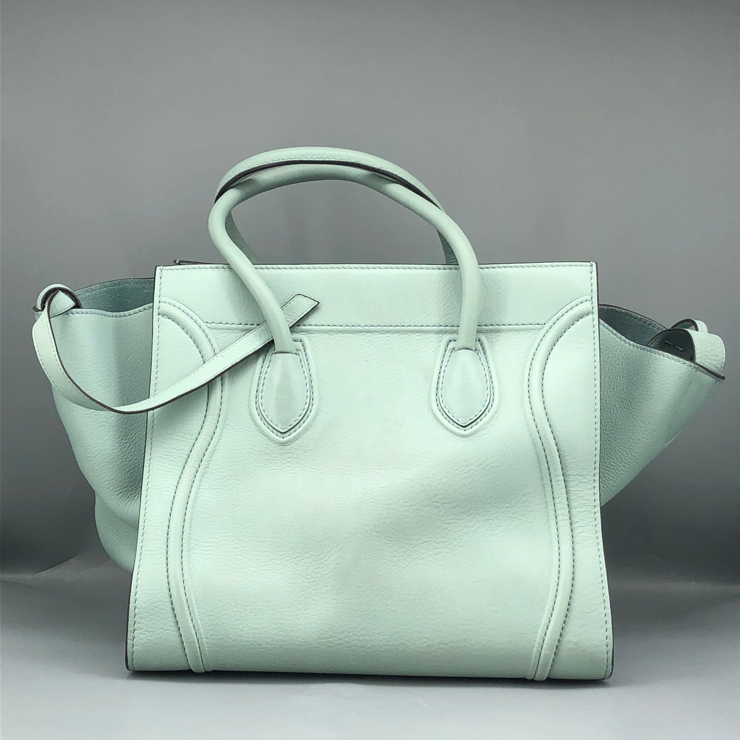 Celine Tiffany Blue Smooth Leather Luggage Handbag