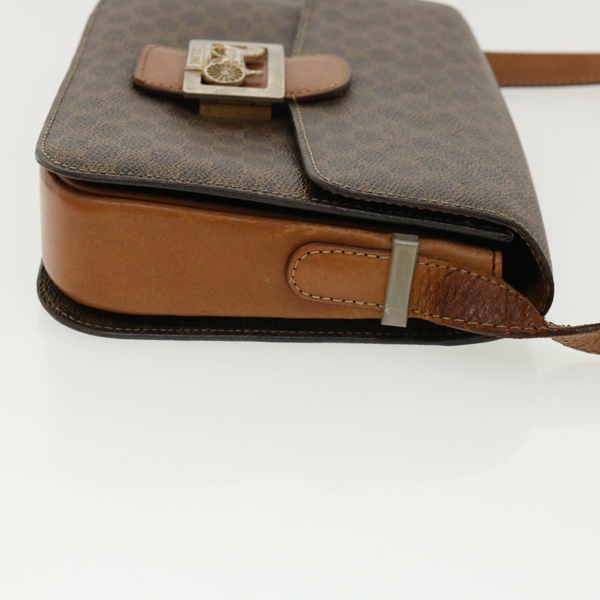 Luxury CELINE Macadam Canvas Shoulder Bag PVC Leather Brown  32152