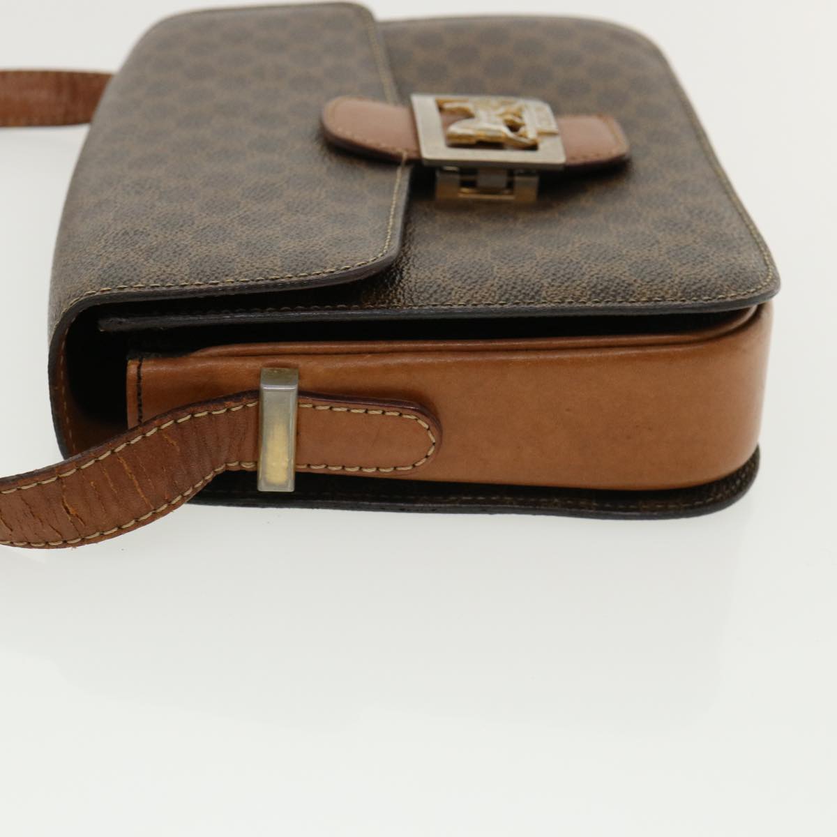Luxury CELINE Macadam Canvas Shoulder Bag PVC Leather Brown  32152