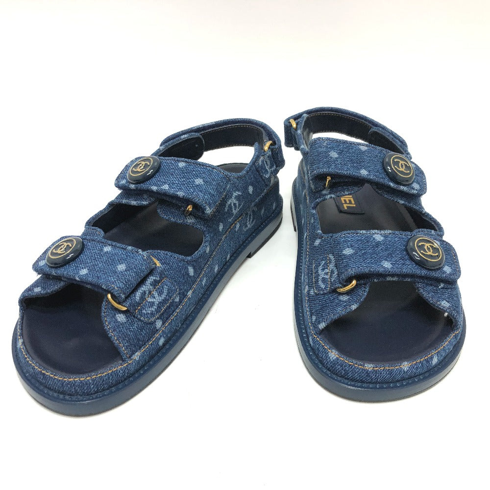 CHANEL Sandals G35927 denim blue 23P COCO Mark CC Women 36