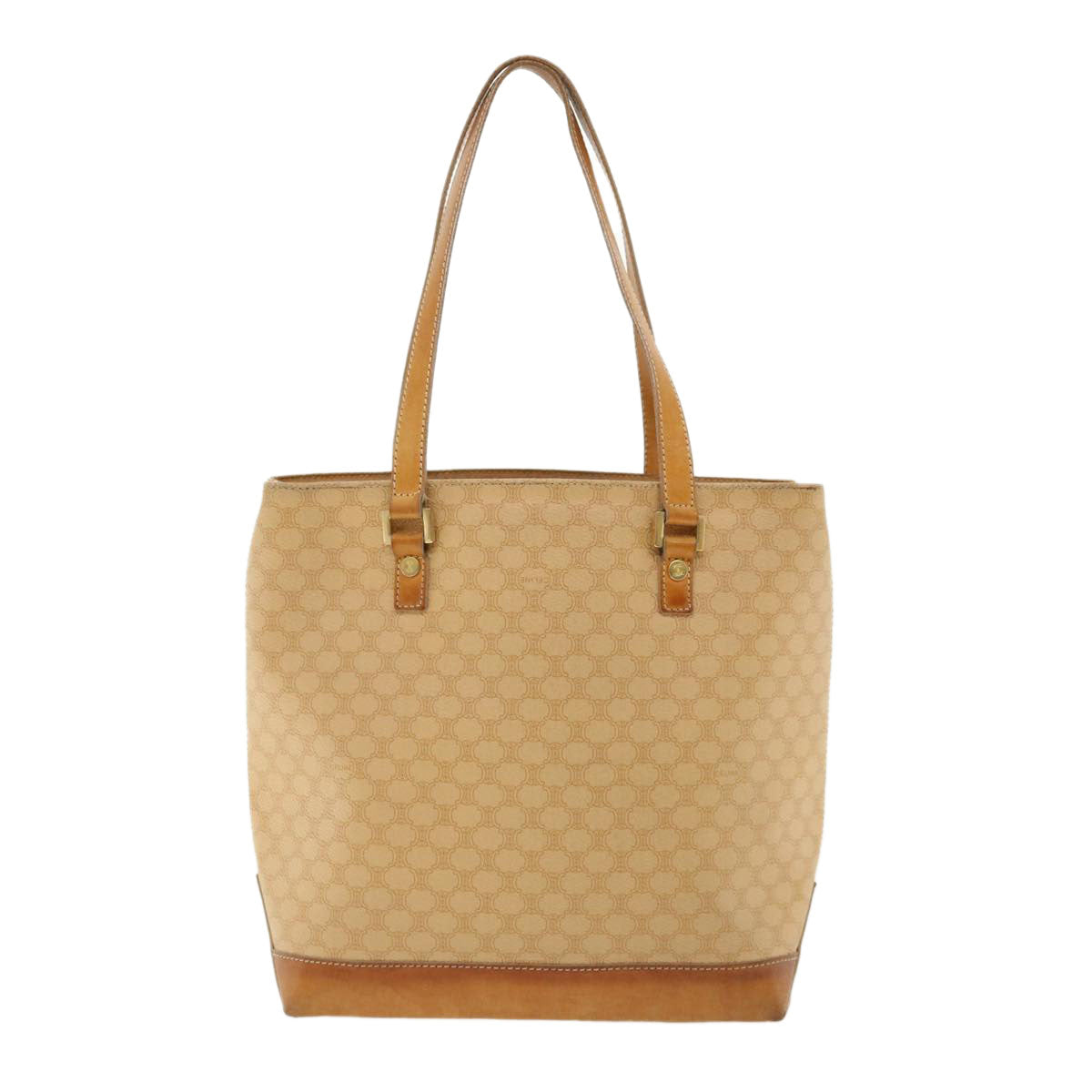 Luxury CELINE Macadam Canvas Shoulder Bag PVC Leather Beige  32391