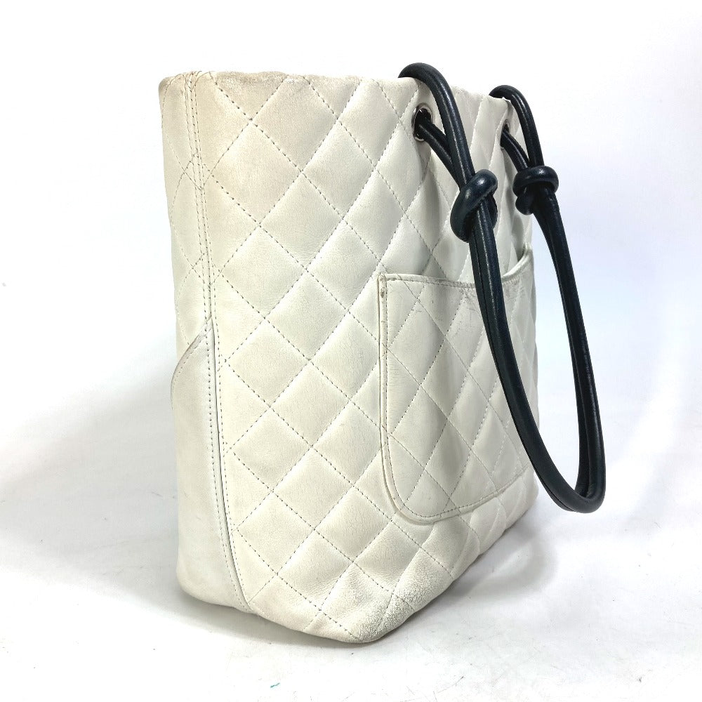 CHANEL Tote Bag A25167 lambskin white Cambon line CC COCO Mark Women