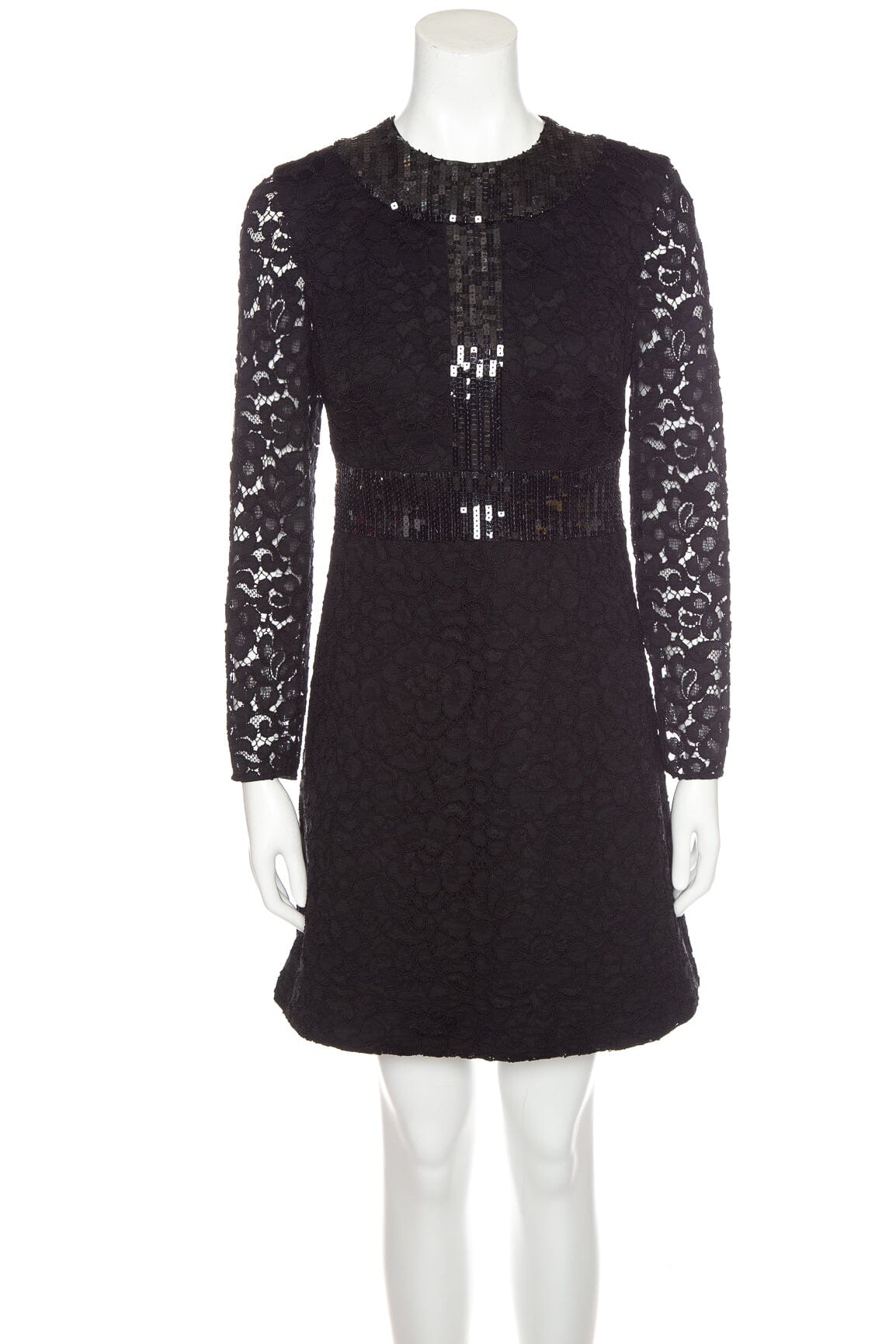 Saint Laurent 2014 Black Guipure Lace and Sequin Dress SZ 40