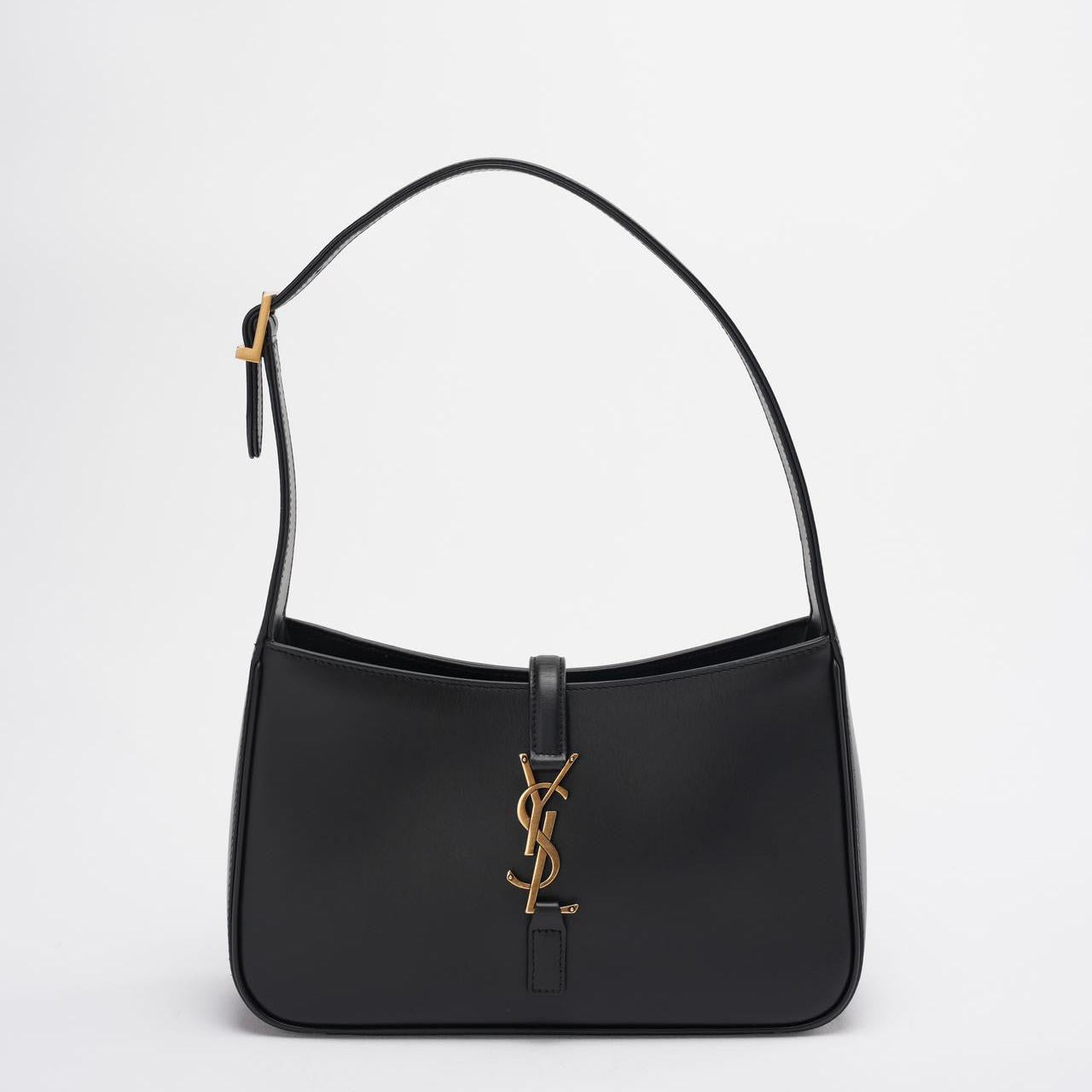 Saint Laurent Le 5 a 7 Black Hobo Bag  with Gold Hardware