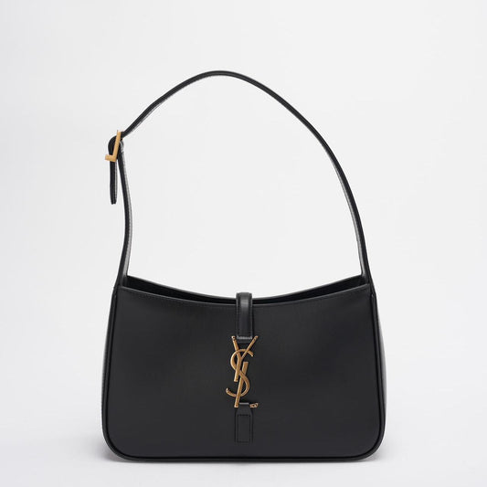 Saint Laurent Le 5 a 7 Black Hobo Bag  with Gold Hardware