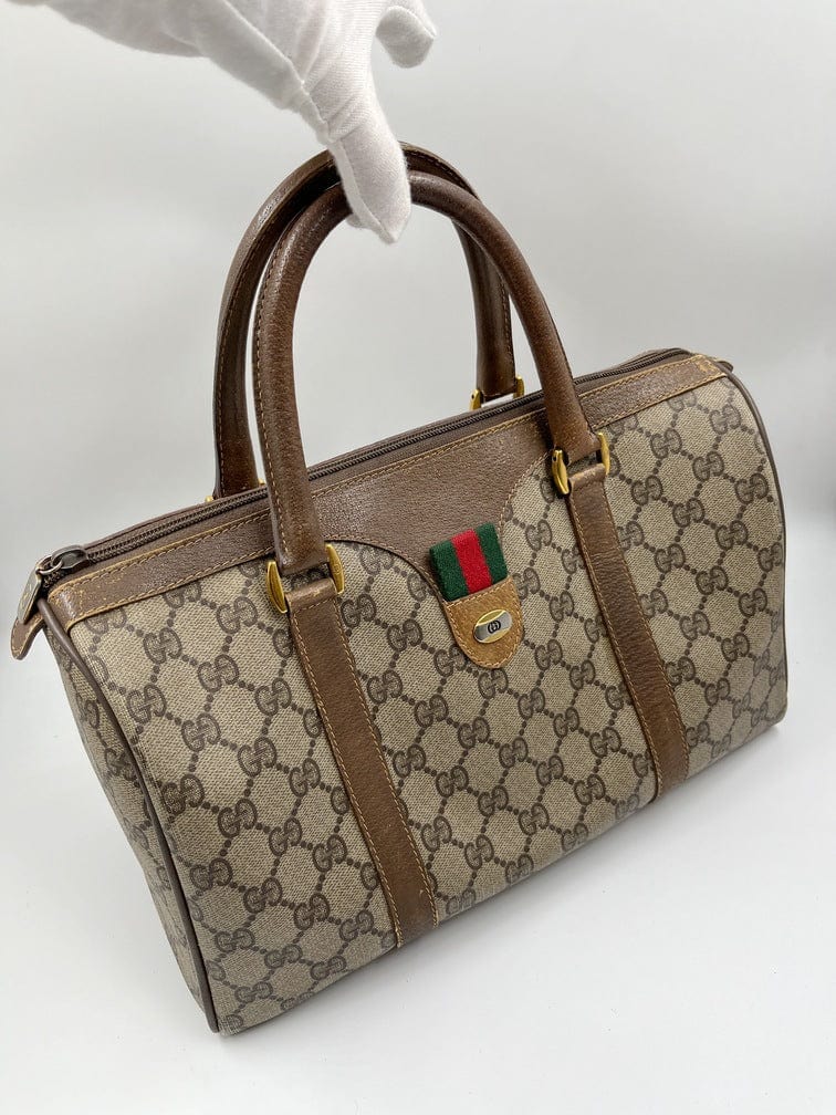 Gucci Boston Leather Canvas Shoulder Bag Style 3
