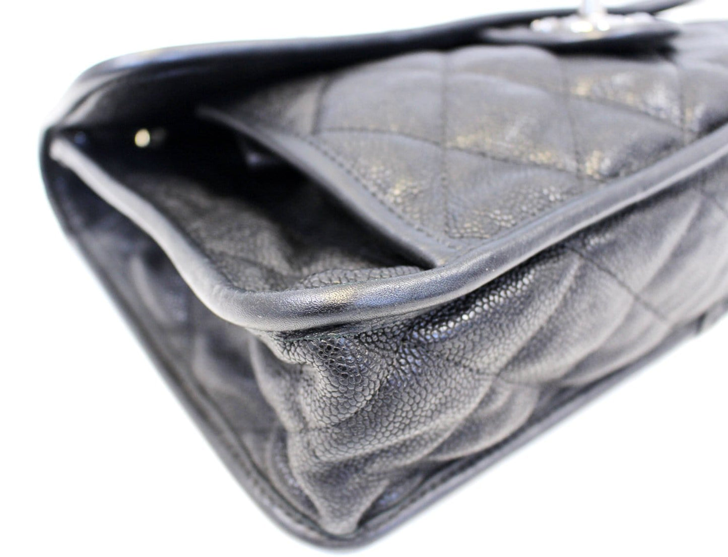 CHANEL  Flap Caviar Leather Shoulder Bag Black