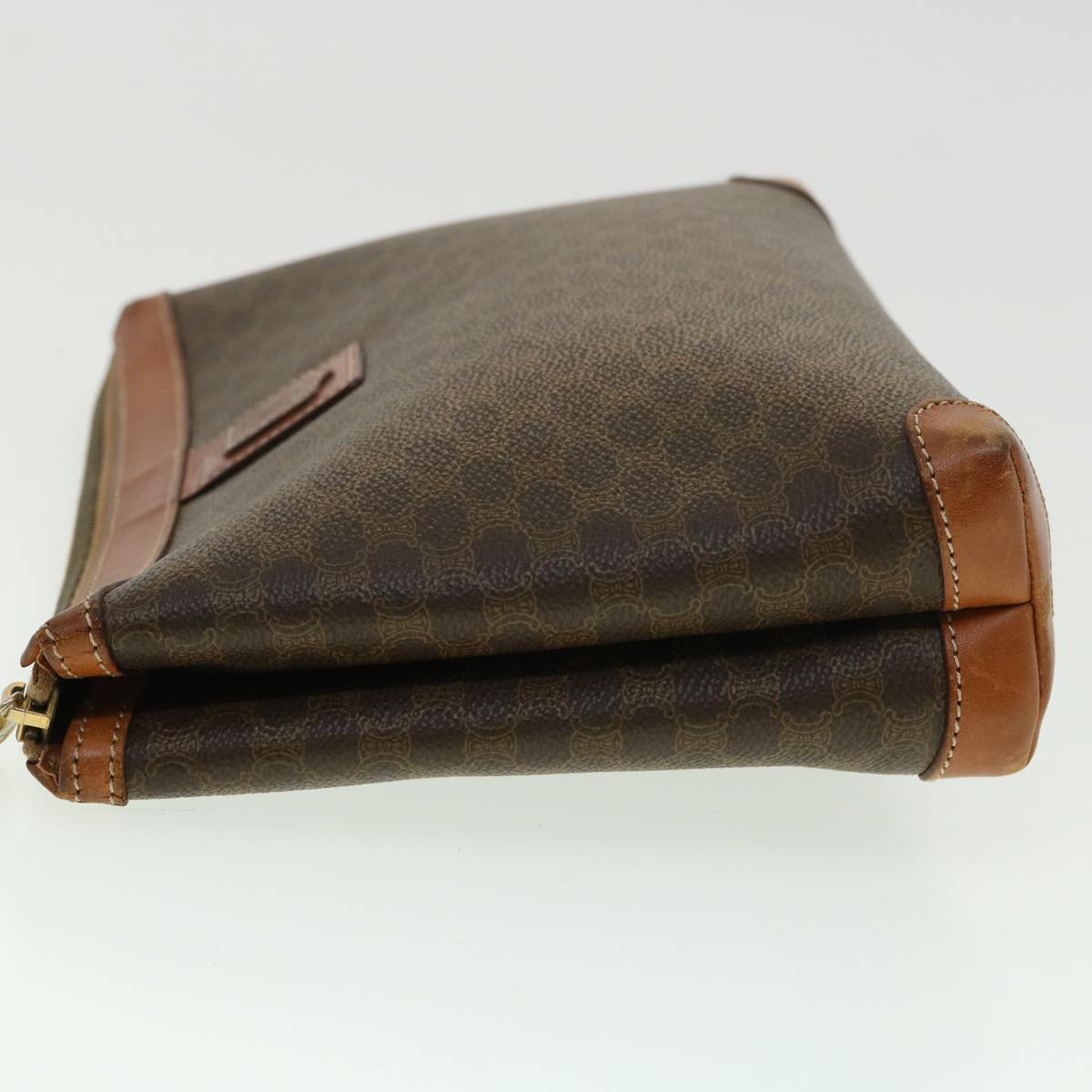 Luxury CELINE Macadam Canvas Pouch PVC Leather Brown  33273